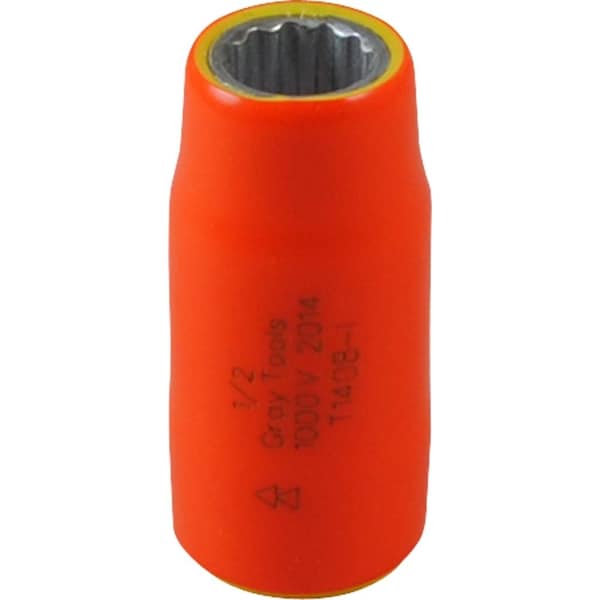 Gray Tools Socket 3/8" X 1/2" Drive, 12 Point Standard Length, 1000V Insulated 1406-I - main